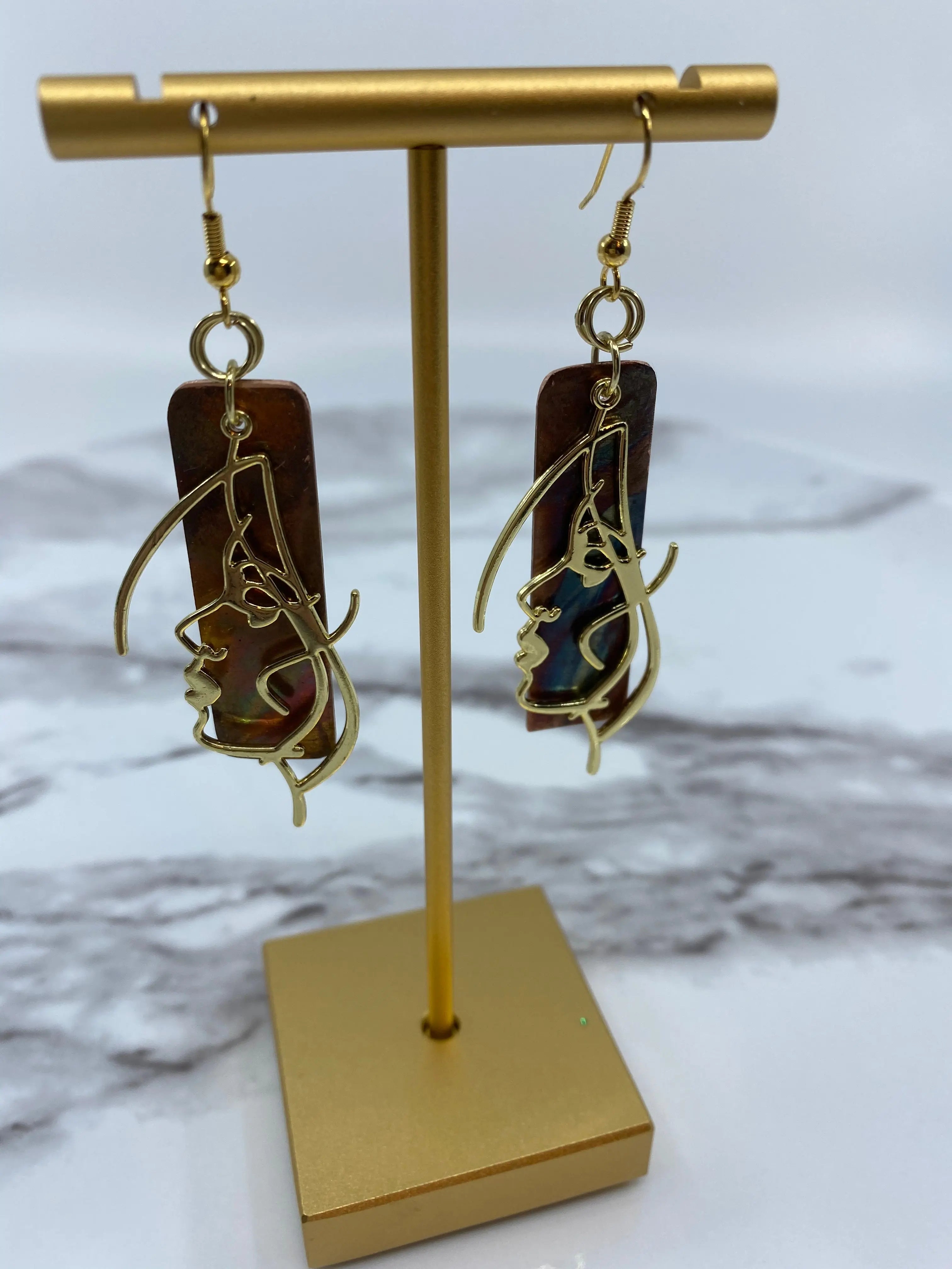 Silhouette Art design painted earrings - EvieRuth Designs Jewelry