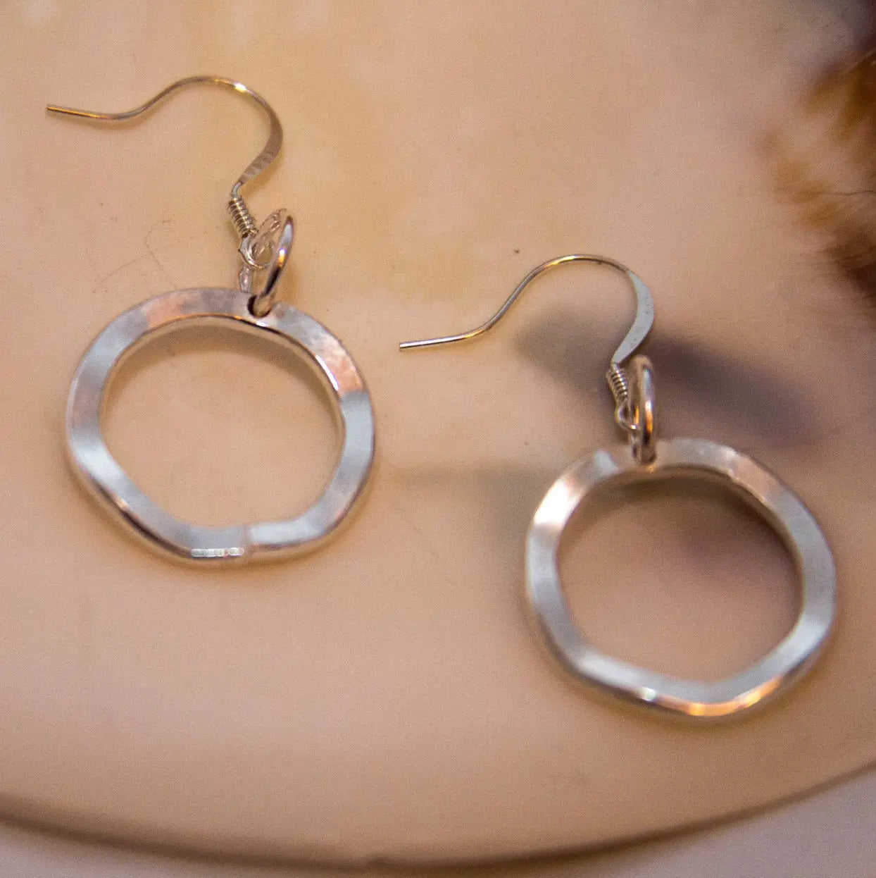 Silver Hoop Earrings – Silver Round Drop Earrings – Simple Silver Earrings – Modern Minimal Silver Earrings - EvieRuth Designs Jewelry